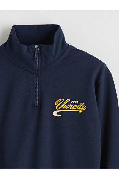 LC Waikiki LCW ECO Lacivert Dik Yaka Erkek Çocuk Sweatshirt W5H467Z4