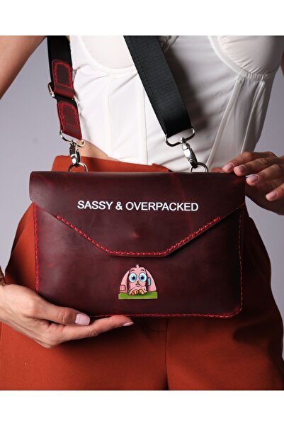 JUNIQ EDITION Hakiki Deri Bordo Omuz ve Çapraz Askılı Çanta – Sassy & Overpacked Edition