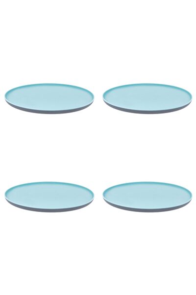 Vervo.ro pentru minți curioase 4-piece plastic dinner plate set, Turquoise Grey, diameter 25 cm