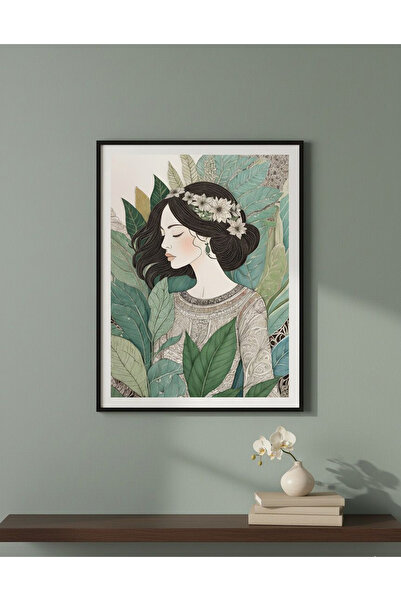 Linacci Single Black Metal Frame Green Women's Real Glass Painting Set