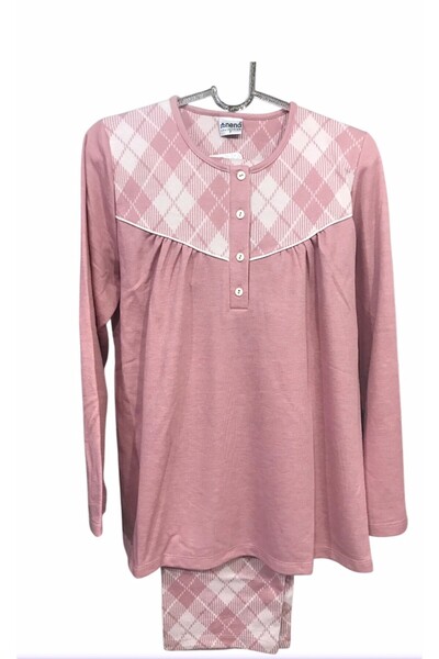 Nena Long Sleeve Robe with Placket Thick Winter 100% Cotton Pajama Set-14625