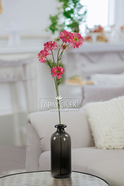 Yapay Çiçek Deposu Τεχνητό λουλούδι 6 Λουλούδια Γαλλική Γκερμπεράζα Κλαδί 75 εκ. Φούξια YCD-309