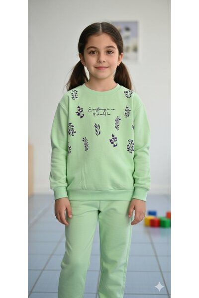 Yalçınoğlu Kids Дівчачий спортивний костюм з принтом / 100% бавовна Повсякден...