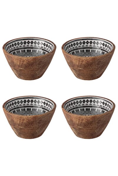 Vervo.ro pentru minți curioase Bowl set, 4 pieces, 480 ml, Wood, White