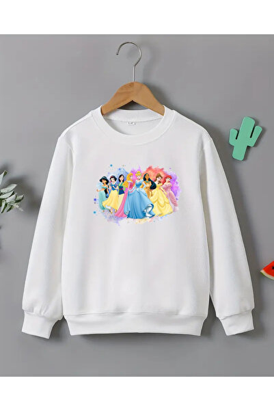 haha Kız Çocukları için Prenses Baskılı Uzun Kollu T-shirt