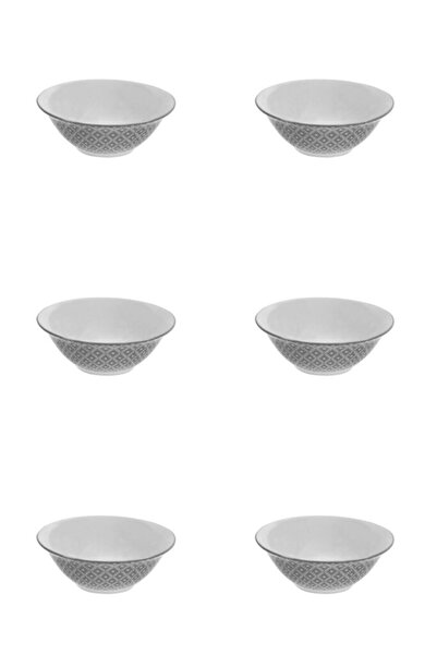Vervo.ro pentru minți curioase Bowl set, 6 pieces, 450 ml, Porcelain, White pattern
