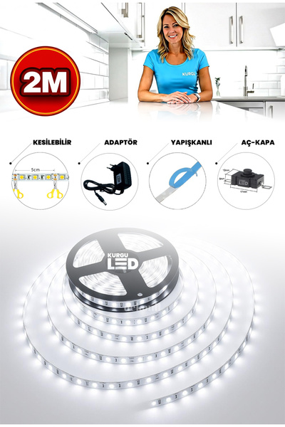kurguajans Şerit Led Işık - Tak Çalıştır Kes Kullan Çok Amaçlı Adaptörlü Anah...