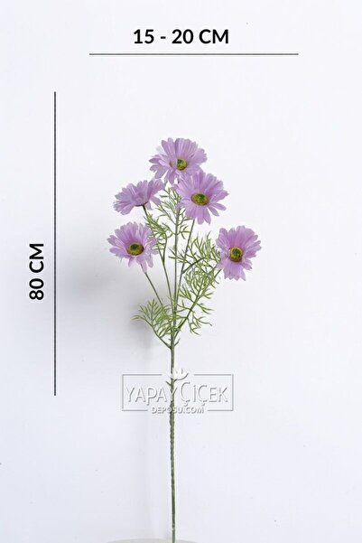 Yapay Çiçek Deposu Yapay Çiçek 5 Çiçekli iskandinav Papatya Dalı 80 cm Lila YCD-311
