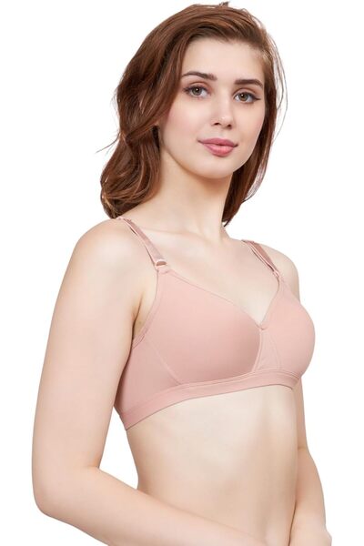 Glamroot Women Seamless Padded Everyday T Shirt Bra, Beige