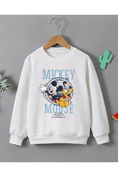 haha Erkek Çocukları için Mickey Mouse Baskılı Uzun Kollu T-shirt