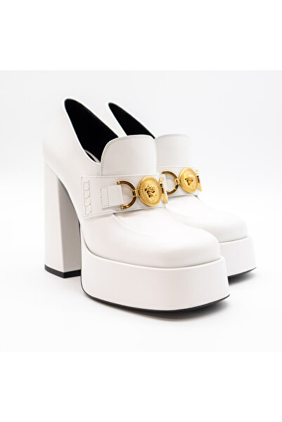 Versace Women's Medusa Aevitas loafers, natural leather, white