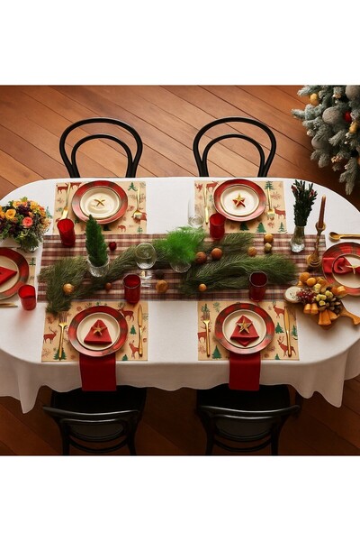 Dekals 40 Adet Renkli Yılbaşı Masa Sunum Kağıdı Sofra Dekoru Kağıdı Doğal Kraft Servis Altlığı