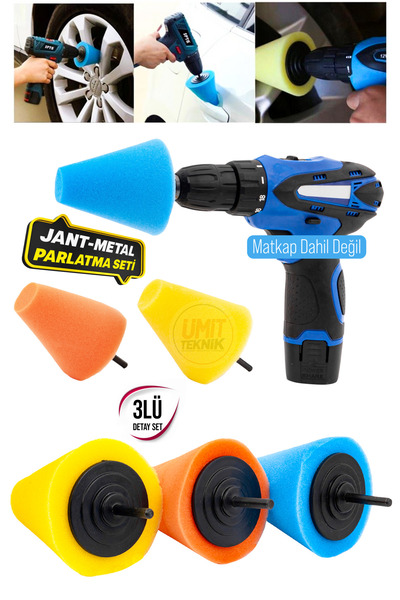 PROXTECH Oto Araç Araba Pasta Cila Konik Parlatma Polisaj Süngeri Aparatı Mat...