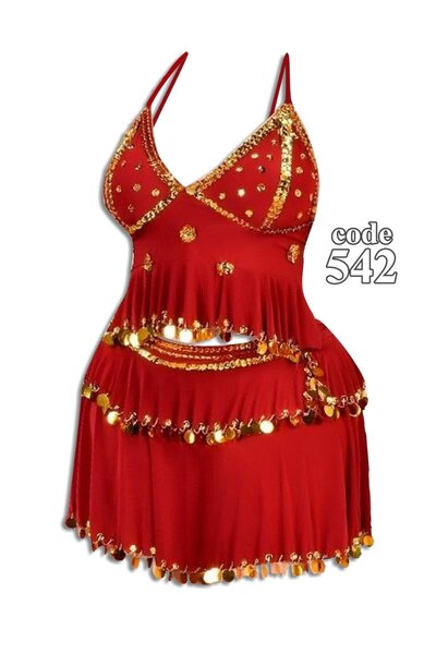 Nice Model Glamorous Red Babydoll Nightwear with Golden Sequins and Tiered Ruffle Design for Special Nights