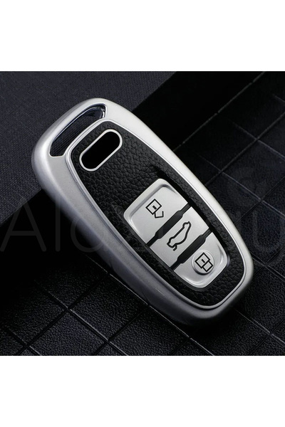 Alazpay غطاء مفتاح من مادة TPU بمظهر جلدي لسيارات أودي A1 A3 A4 A5 A6 A7 A8 Q...