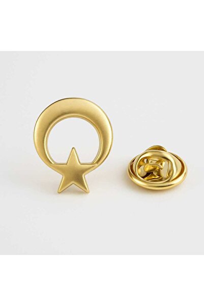 Herşey Nota Ay Yıldız Gold Rozet 2 cm | Parlak Metal Türk Bayrağı Yaka Rozeti...