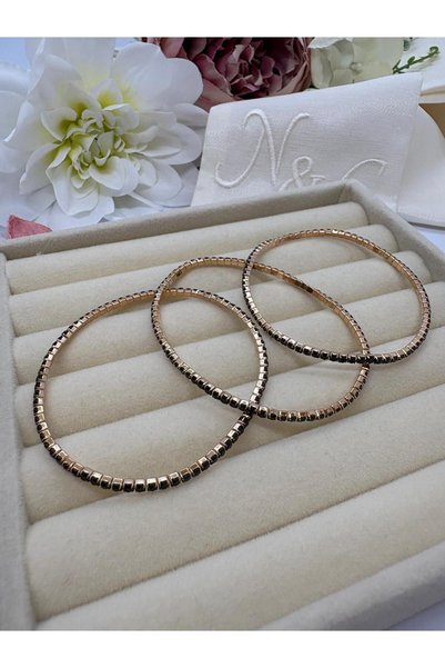 MY NUCA Zircon Stone Sparkling Waterway Flexible Bracelet (3 Pieces)