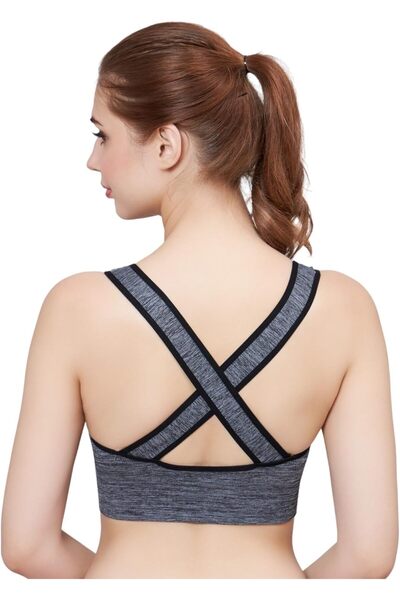 Glamroot Women's Padded Cross Back Medium Support Sports Bra, Size M to 3XL