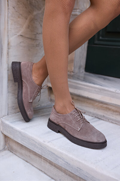 ANGELİNA JONES LECH KADIN VİZON GERCEK SUET LOAFER OXFORD AYAKKABİ