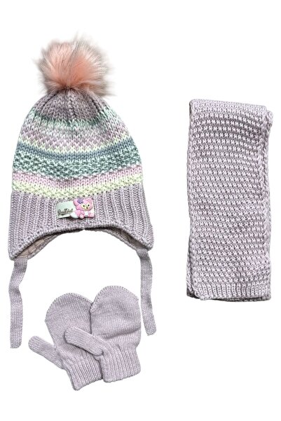 Kitti 0-18 Months Baby Girl Scarf Beanie Gloves Set of 3