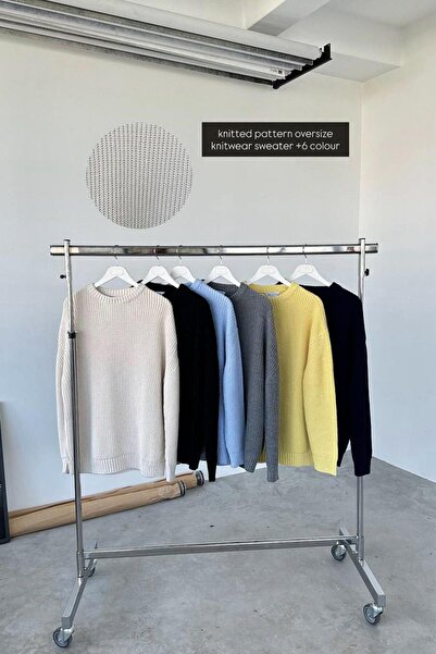 HAFKAGİYİM Gray Knitted Pattern Oversize Knitwear Sweater