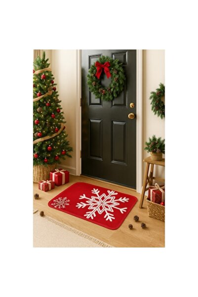 OEM Anti-slip entrance mat with Christmas motifs, Textile Material, Snowflake Design, 38 x 58 cm,
