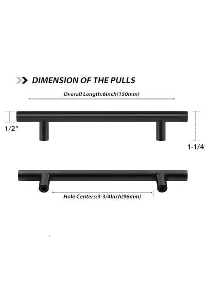 First pro مجموعة من 10 مقابض لخزانة المطبخ، مقابض أبواب مطبخ من الفولاذ المقاوم للصدأ 96 مم، فتحة 150 مم