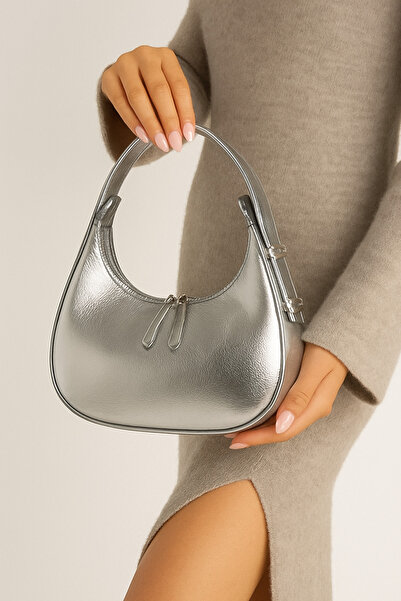 Mybag Women's Patent Leather Baguette Cherry Bag Zipper Closure Strap Detailed Handbag