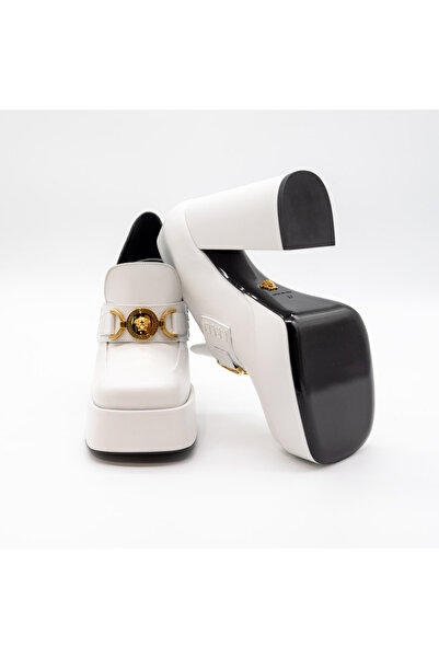 Versace Women's Medusa Aevitas loafers, natural leather, white