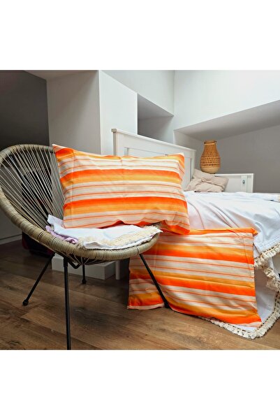 Kotonia Home Set de 4 fețe de pernă, 100% bumbac, culoare fină, portocaliu, 5...