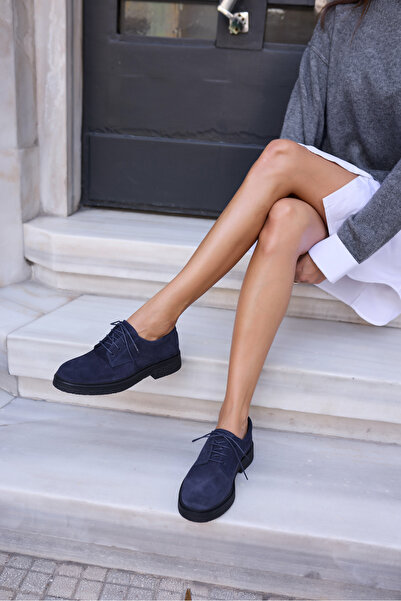 ANGELİNA JONES LECH ДАМСКИ ТЪМНОСИНИ ОРИГИНАЛНИ КОЖЕНИ ОКСФОРД ОБУВКИ