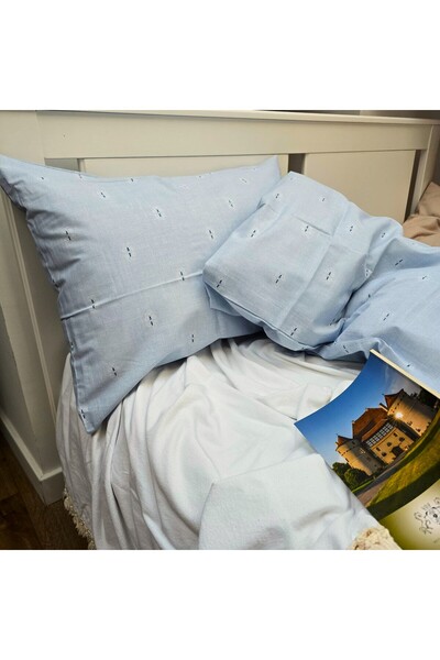 Kotonia Home Σετ 4 μαξιλαροθήκες, 100% βαμβάκι, εκλεκτό χρώμα, ανοιχτό μπλε, 50x80 cm, 03