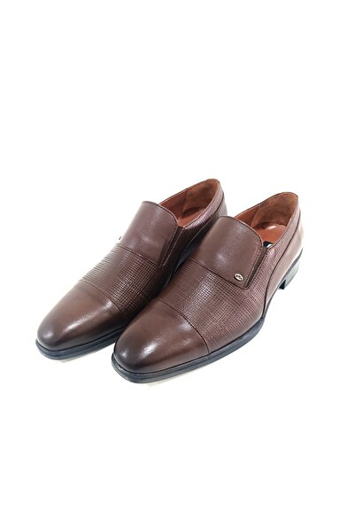 LİCCAS Erkek Mevsimlik Kundura: İlkbahar- Sonbahar- Hakiki Deri Kauçuk Taban Bağcıksız Kahve Rengi