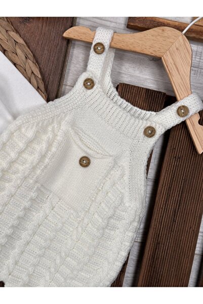 Kids Kingdom Knitwear Pocket Detailed Salopet Jumpsuit 2-Piece Unisex Baby Set