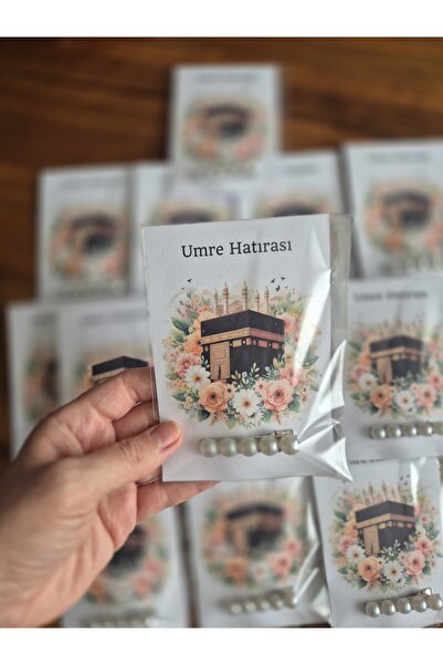 SEMOLİNA Umre Hatırası 10 Adet Kart ve İnci Toka
