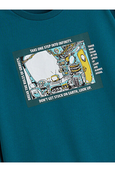 LC Waikiki LCW ECO Petrol Bisiklet Yaka Erkek Çocuk Sweatshirt W5J247Z4