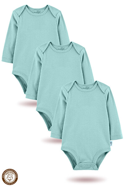MAHFEL 100% Cotton Long Sleeve Baby Bodysuit Snap Fastener Bodysuit Set of 3