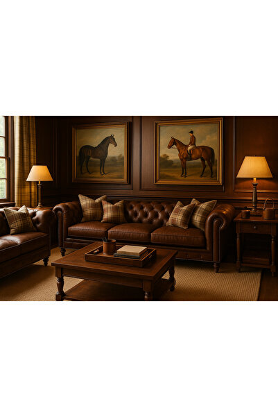 THE IVY CONCEPT STORE The Noble Run Acı Kahve Deri Üçlü Chester Koltuk