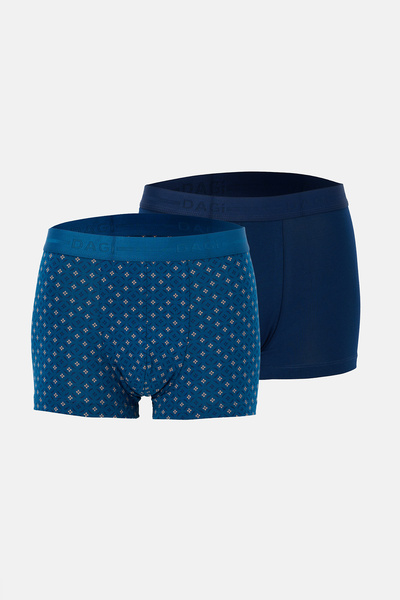 Dagi Navy Blue 2-Piece Patterned Cotton Boxers