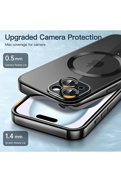 m.tk moveteck Apple iPhone 13-14 Kılıf Magsafe Wirelles Şarj Destekli Parlak Renkli Kenarlı Arkası Şeffaf Silikon