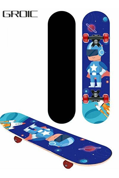 Generica GROIC Four-Wheeled Skateboards, Medium Board, Space Theme, Double-Sided Colourful Pattern for Beginn