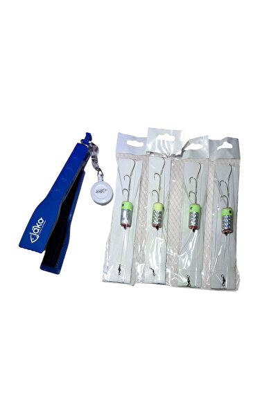 EL YAPIMI Vmc iğneli 4 adet glovlu lüfer çinekop takımı ve balık tutma maşası hediye