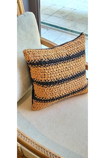 bohemlihouse Kağıt ip el örgüsü bohem tarz kırlent(iç dolgusu)