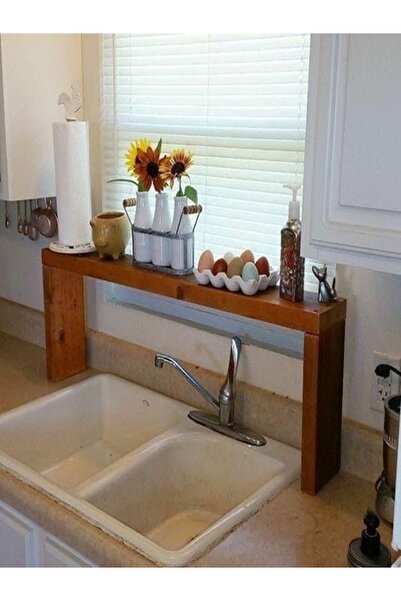 ADEN DESİGN Ahşap Mutfak Lavabo Üstü Organizer 70 X 14 X 15 Cm