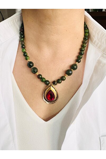 DEVİ fashion Natural Stone Drop End Necklace 48 cm