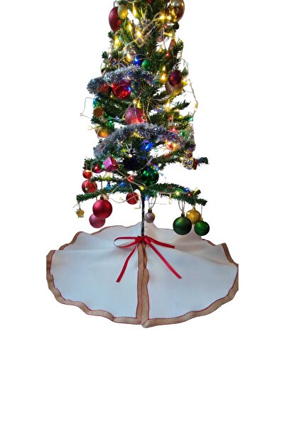 MODA NUR Christmas Tree Skirt, Pine Tree Foot Mat Cover, White Color, Plush 70 cm