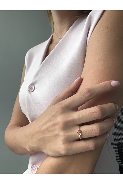 Ressia خاتم موديل الأميرة من الحجر الأحمر