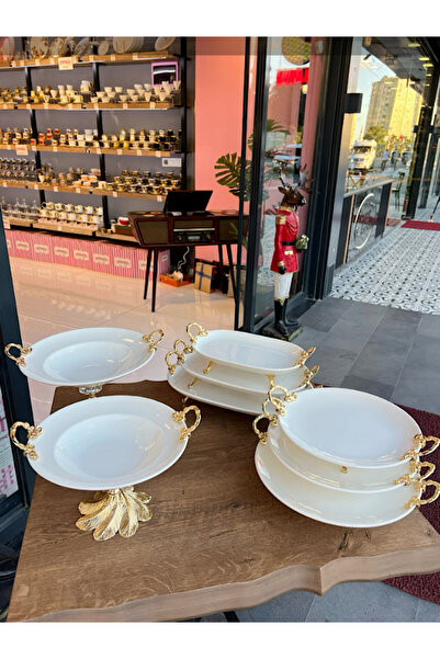 PONCİKPAZAR طقم تقديم كامل من البورسلين 8 قطع 3+3+2 سلسلة **