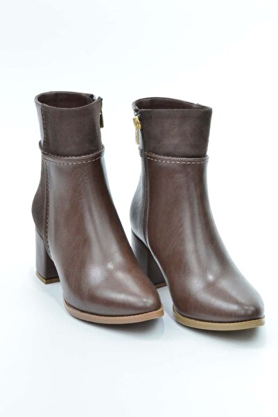 Uzunlu Goldstep Skin Suede Κοντές γυναικείες μπότες με χοντρό τακούνι με μυτερή μύτη