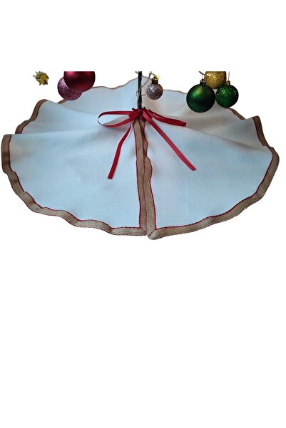 MODA NUR Christmas Tree Skirt, Pine Tree Foot Mat Cover, White Color, Plush 70 cm